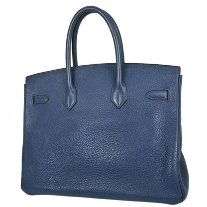 Hermes Birkin Handbag Blue Togo With Palladium Hardware Blue Leather Handbag (   )