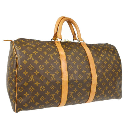Louis Vuitton Keepall Bag Monogram Canvas Brown Canvas Travel Bag Bag (   )