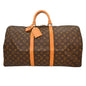 Louis Vuitton Keepall Bag Monogram Canvas Brown Canvas Travel Bag Bag (   )