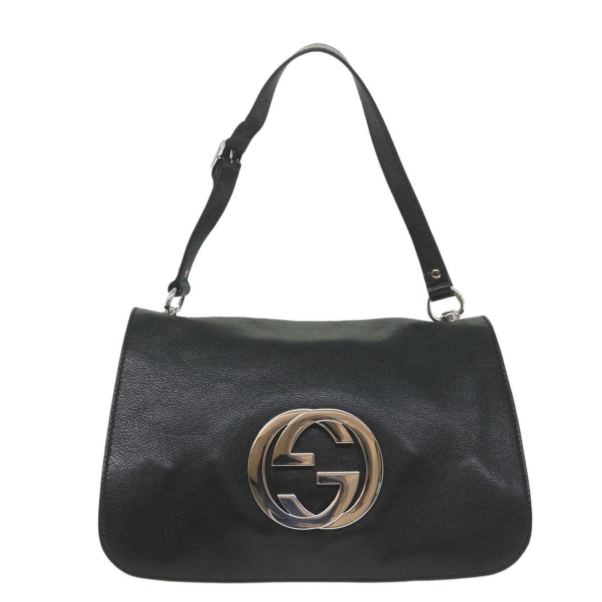 Gucci Blondie Flap Bag Leather Black Leather Shoulder Bag Bag (   )