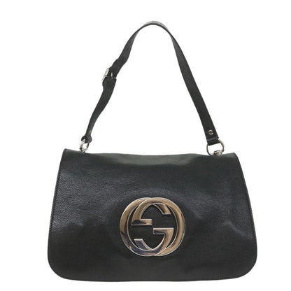 Gucci Blondie Flap Bag Leather Black Leather Shoulder Bag Bag (   )