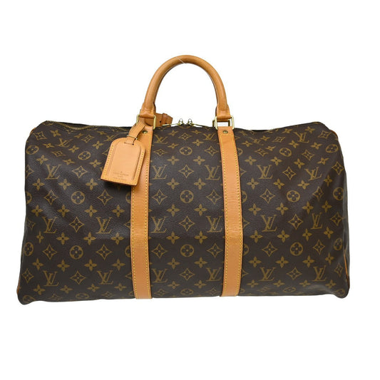 Louis Vuitton Keepall Bag Monogram Canvas Brown Canvas Travel Bag Bag (   )