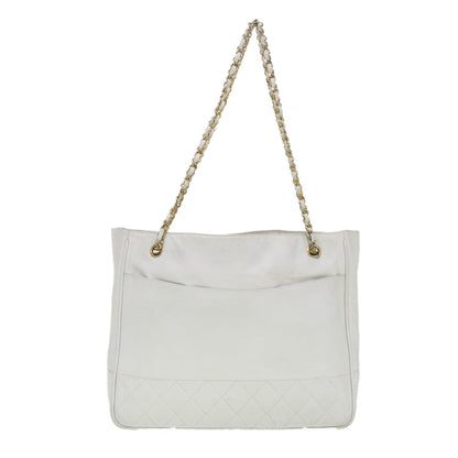 Chanel Vintage Shopping Tote Lambskin White Leather Shoulder Bag Bag (   )