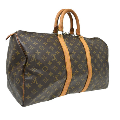 Louis Vuitton Keepall Bag Monogram Canvas Brown Canvas Travel Bag Bag (   )