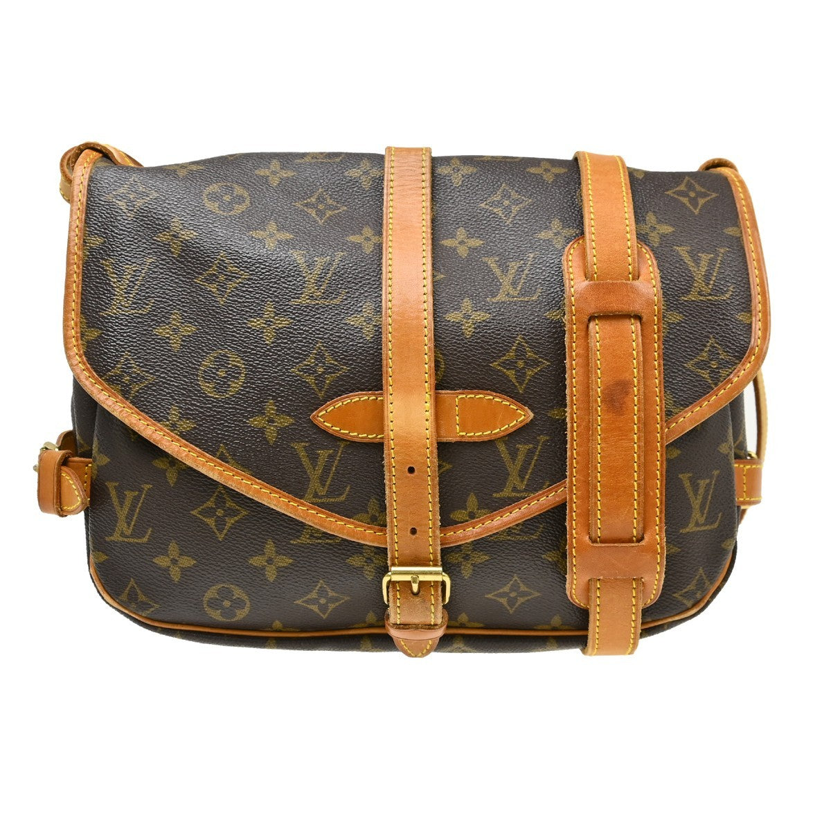 Louis Vuitton Saumur Handbag Monogram Canvas Brown Canvas Shoulder Bag Bag (   )