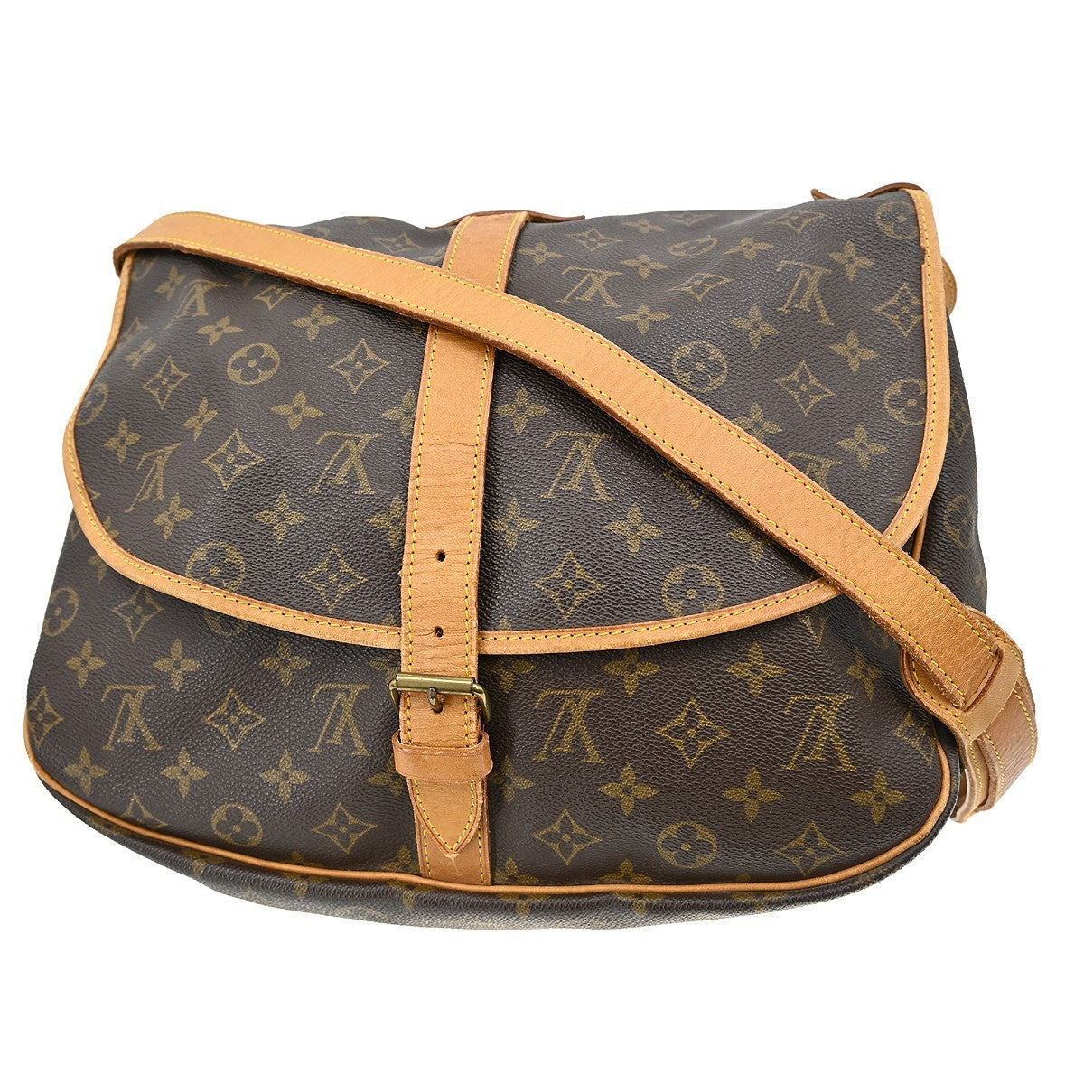 Louis Vuitton Saumur Handbag Monogram Canvas Brown Canvas Shoulder Bag Bag (   )