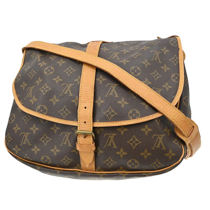 Louis Vuitton Saumur Handbag Monogram Canvas Brown Canvas Shoulder Bag Bag (   )