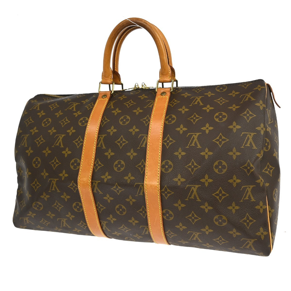 Louis Vuitton Keepall Bag Monogram Canvas Brown Canvas Travel Bag Bag (   )