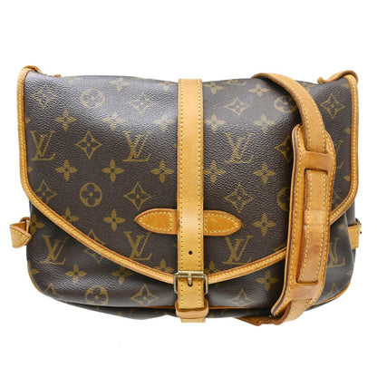 Louis Vuitton Saumur Handbag Monogram Canvas Brown Canvas Shoulder Bag Bag (   )