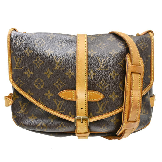 Louis Vuitton Saumur Handbag Monogram Canvas Brown Canvas Shoulder Bag Bag (   )