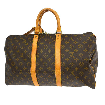 Louis Vuitton Keepall Bag Monogram Canvas Brown Canvas Travel Bag Bag (   )