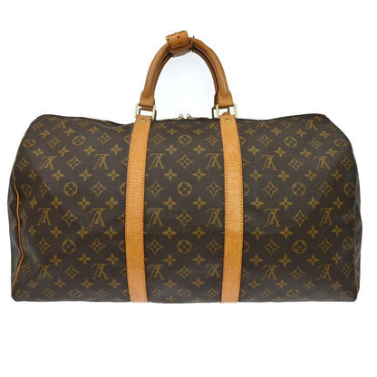 Louis Vuitton Keepall Bag Monogram Canvas Brown Canvas Travel Bag Bag (   )