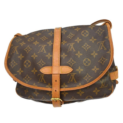 Louis Vuitton Saumur Handbag Monogram Canvas Brown Canvas Shoulder Bag Bag (   )