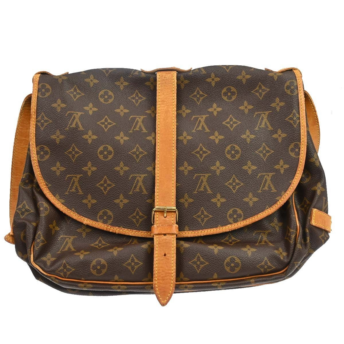 Louis Vuitton Saumur Handbag Monogram Canvas Brown Canvas Shoulder Bag Bag (   )
