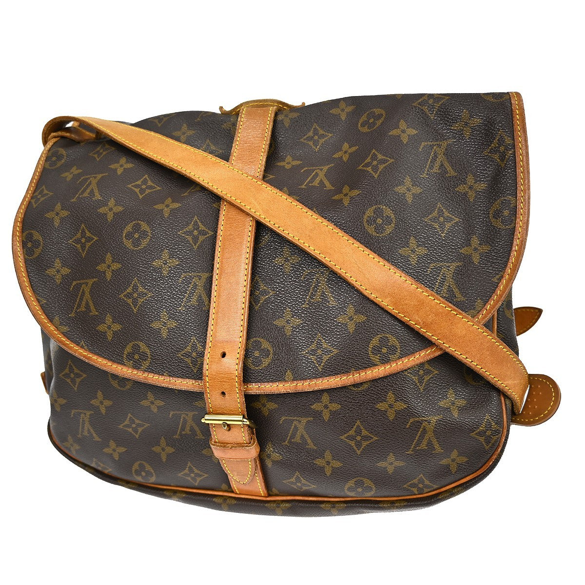 Louis Vuitton Saumur Handbag Monogram Canvas Brown Canvas Shoulder Bag Bag (   )
