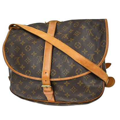 Louis Vuitton Saumur Handbag Monogram Canvas Brown Canvas Shoulder Bag Bag (   )