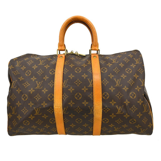 Louis Vuitton Keepall Bag Monogram Canvas Brown Canvas Travel Bag Bag (   )
