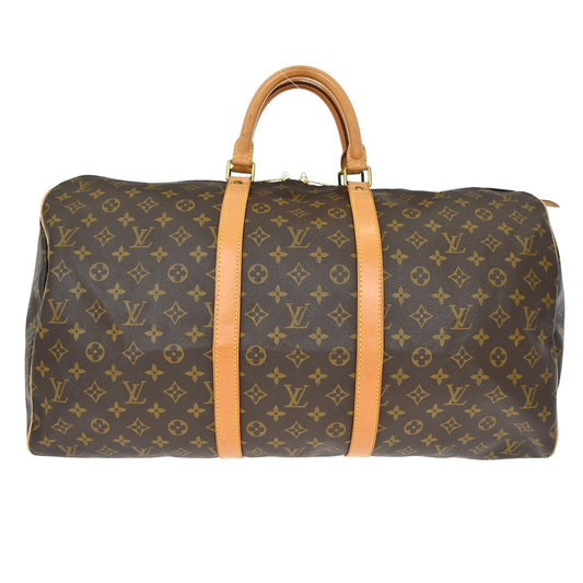 Louis Vuitton Keepall Bag Monogram Canvas Brown Canvas Travel Bag Bag (   )