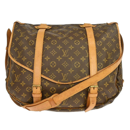 Louis Vuitton Saumur Handbag Monogram Canvas Brown Canvas Shoulder Bag Bag (   )