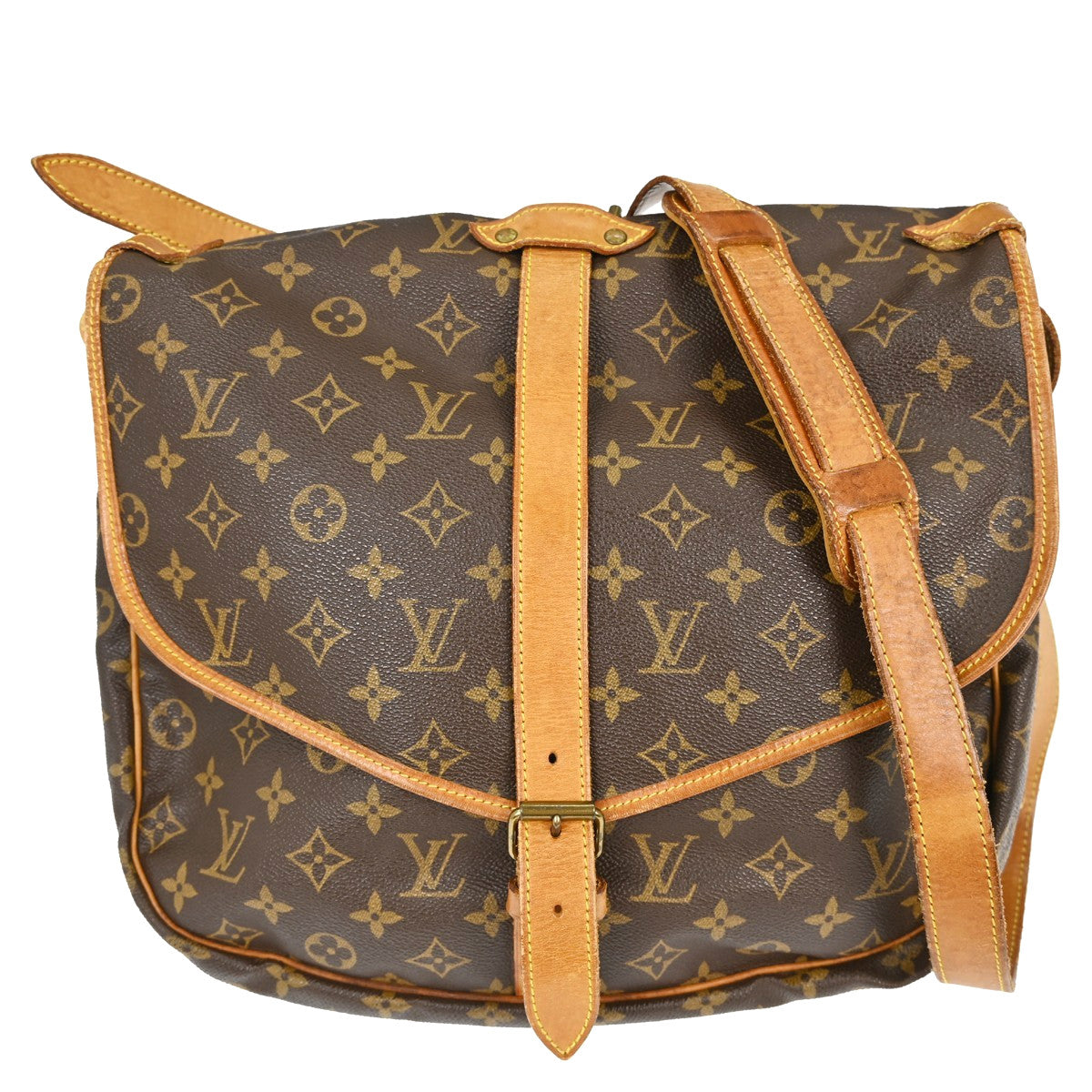 Louis Vuitton Saumur Handbag Monogram Canvas Brown Canvas Shoulder Bag Bag (   )
