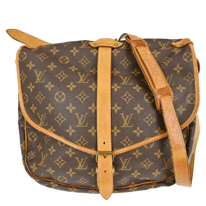 Louis Vuitton Saumur Handbag Monogram Canvas Brown Canvas Shoulder Bag Bag (   )