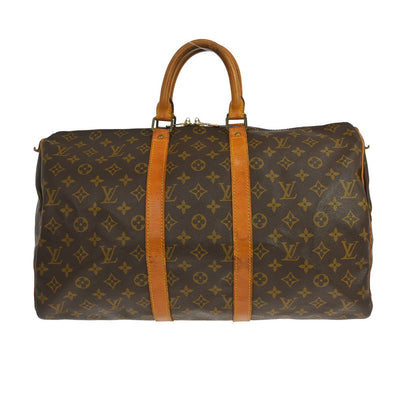 Louis Vuitton Keepall Bag Monogram Canvas Brown Canvas Travel Bag Bag (   )