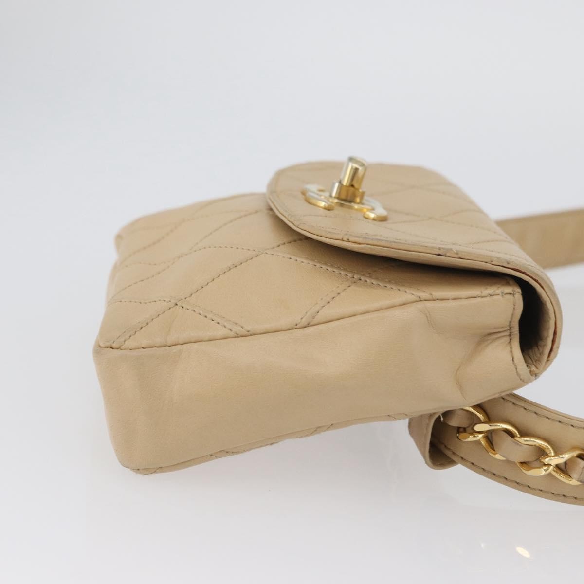 Chanel Cc Flap Belt Bag Quilted Lambskin Beige Leather Clutche & Pouche Bag (   )