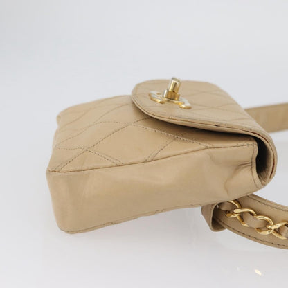 Chanel Cc Flap Belt Bag Quilted Lambskin Beige Leather Clutche & Pouche Bag (   )