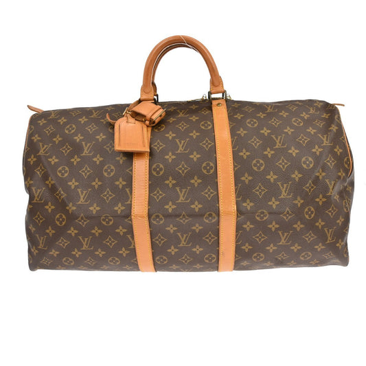 Louis Vuitton Keepall Bag Monogram Canvas Brown Canvas Travel Bag Bag (   )