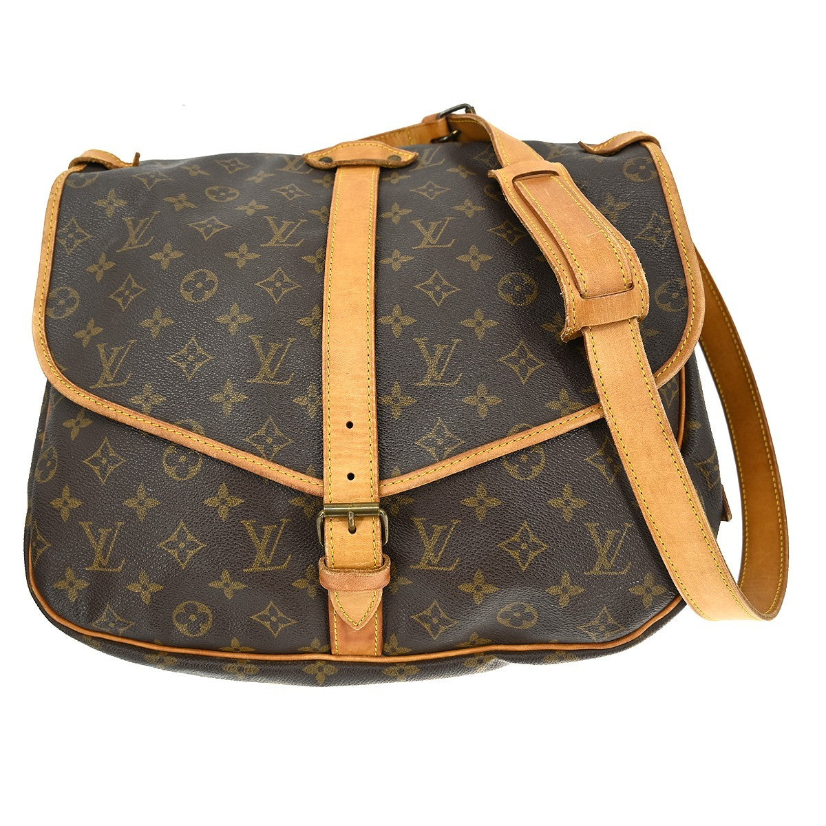 Louis Vuitton Saumur Handbag Monogram Canvas Brown Canvas Shoulder Bag Bag (   )
