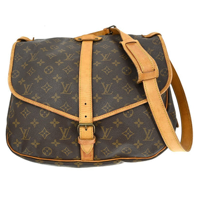 Louis Vuitton Saumur Handbag Monogram Canvas Brown Canvas Shoulder Bag Bag (   )