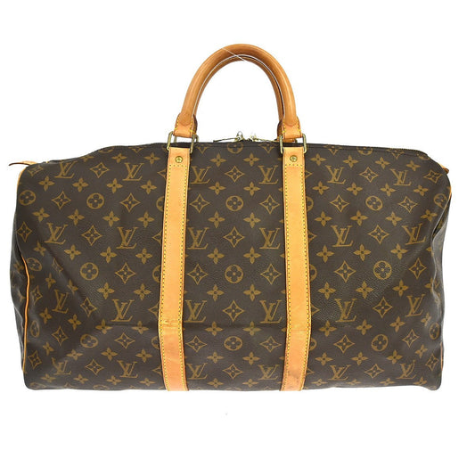 Louis Vuitton Keepall Bag Monogram Canvas Brown Canvas Travel Bag Bag (   )