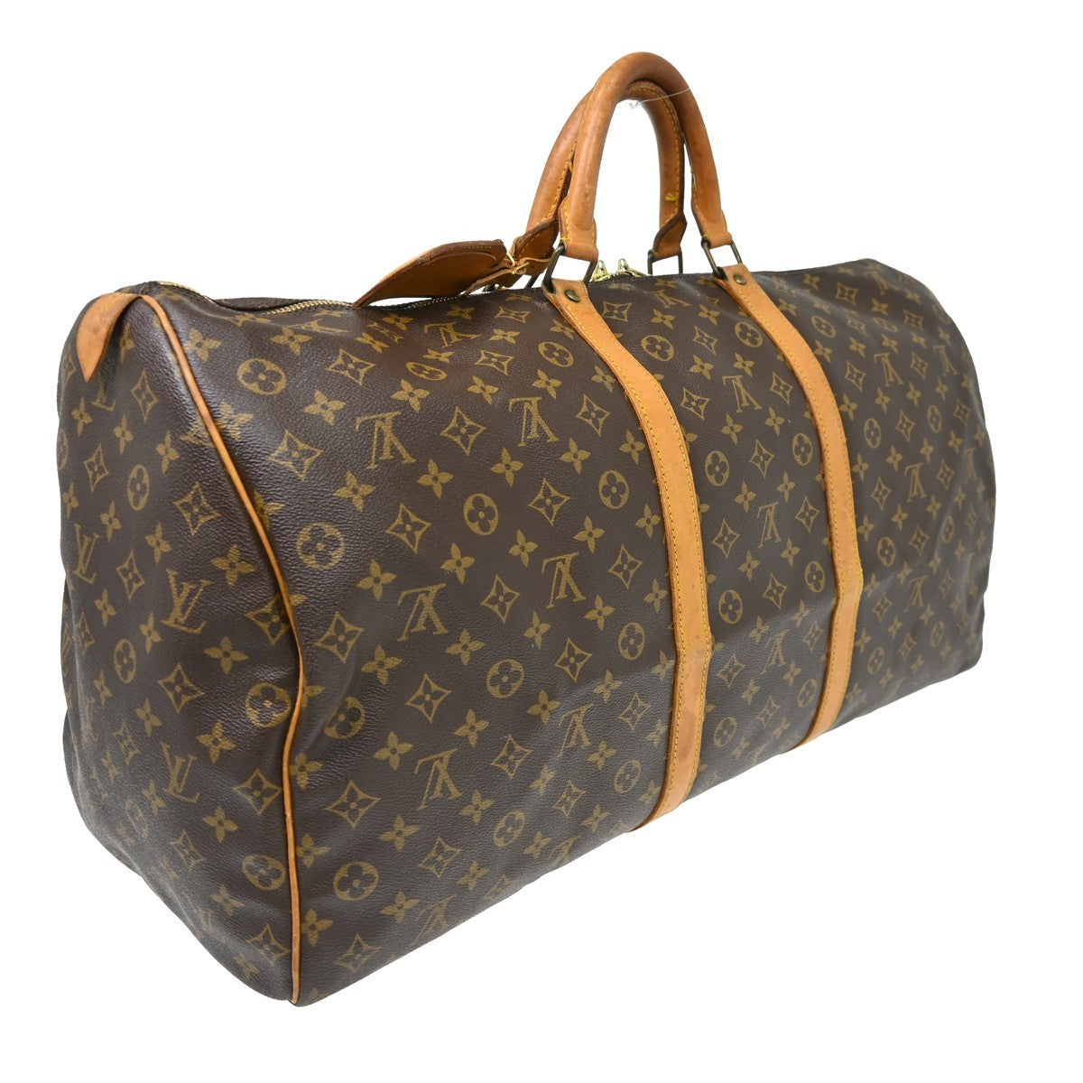 Louis Vuitton Keepall Bag Monogram Canvas Brown Canvas Travel Bag Bag (   )