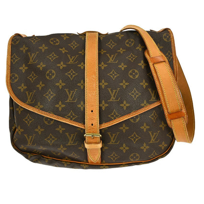 Louis Vuitton Saumur Handbag Monogram Canvas Brown Canvas Shoulder Bag Bag (   )