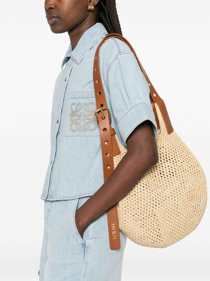 Loewe Paula's Ibiza Women Punch Hole Small Rafia Hobo Bag