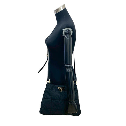 Prada Triangle Logo Nylon Leather Shoulder Bag