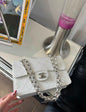 Chanel White Caviar Leather Classic Double Flap Shoulder Bag